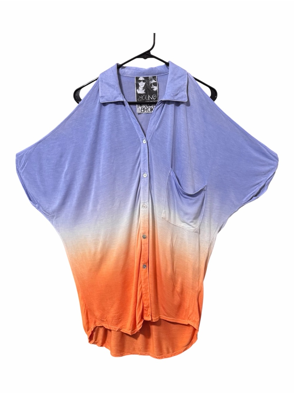 Young Fabulous & Broke Bly Cold Shoulder V Neck Dolman Top - Periwinkle Orange